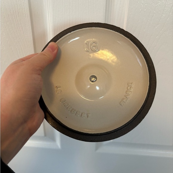 Vintage Le Creuset 18 Volcanic Orange Round Pan Cast Iron Saucepan With … - Picture 8 of 8